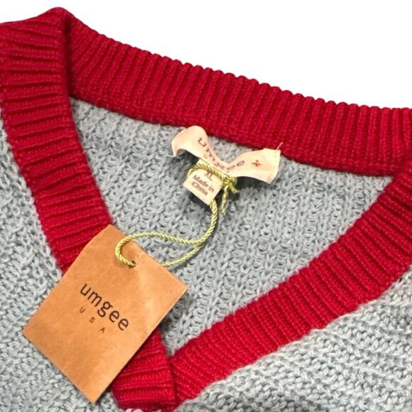MSRP$59 Umgee Blue Red Colorblock Button Sleeve Knit Sweater Size XL QUICK SHIP - Picture 5 of 6